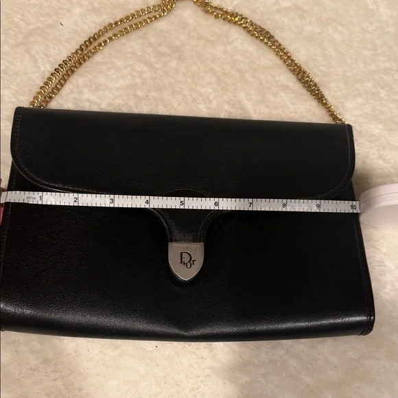 Dior Vintage Elegant Black Leather Shoulder Bag EXCELLENT